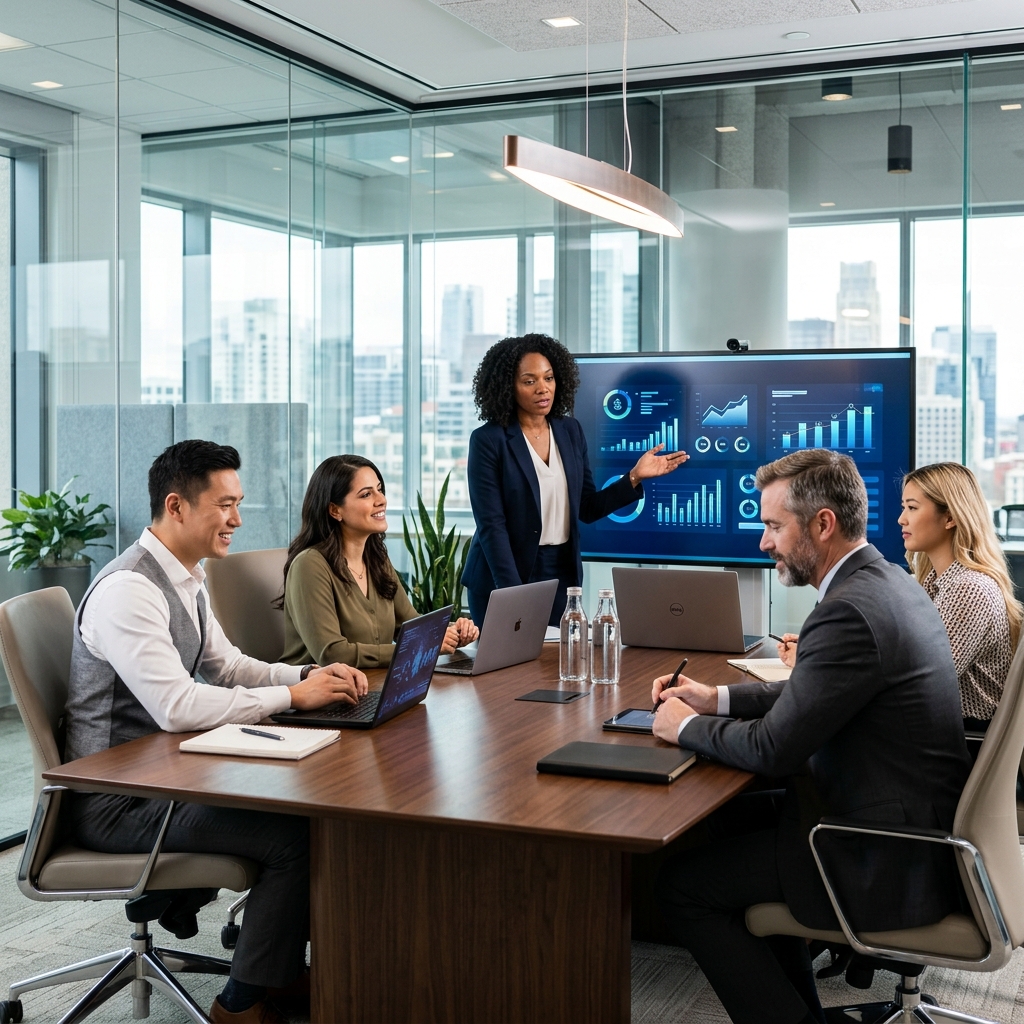 Equipo corporativo en capacitación B2B